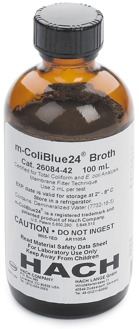 Frasco, caldo m-ColiBlue24, 100 mL (50 análisis)