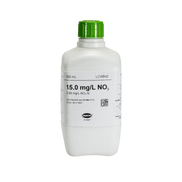 Patrón de nitrato 15 mg/L NO₃ (3,39 mg/L NO₃-N), 500 mL