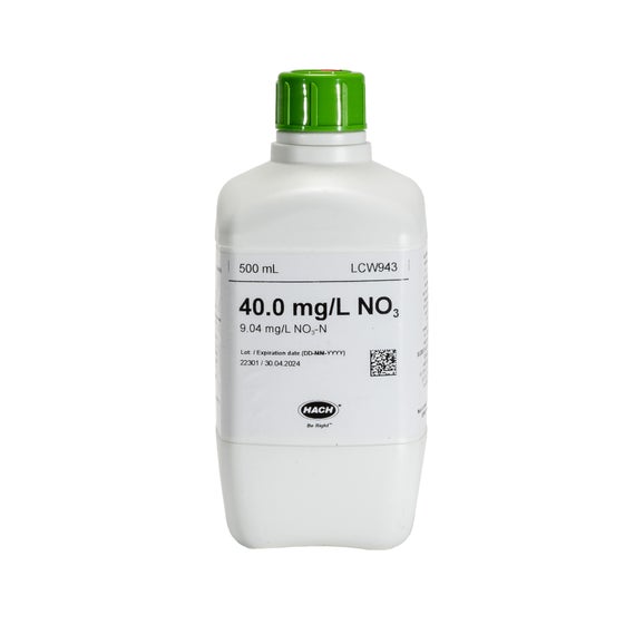 Patrón de nitrato 40 mg/L NO₃ (9,04 mg/L NO₃-N), 500 mL