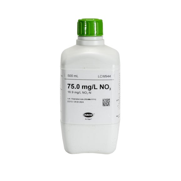 Patrón de nitrato 75 mg/L NO₃ (16,9 mg/L NO₃-N), 500 mL