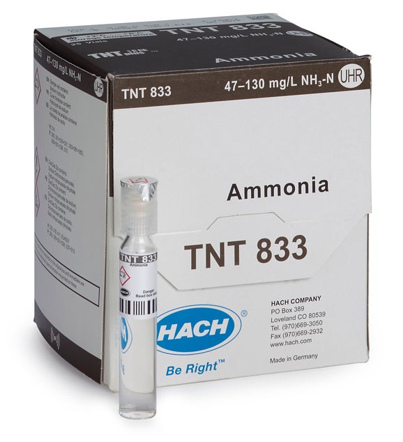 Pruebas en cubeta TNTplus para amoníaco, UHR (47 - 130 mg/L NH₃-N), 25 pruebas